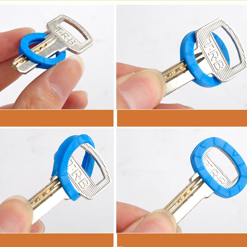 8pcs 8pcs Trendy 24mm*4mm Round Home Keys Cap Keyring Key Covers Silicone