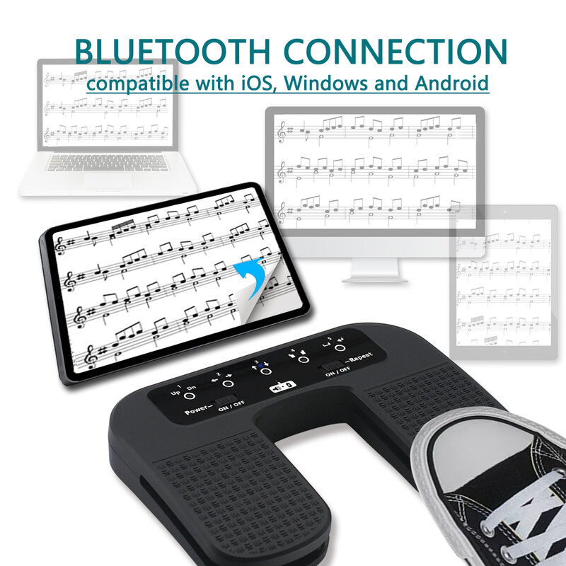 Yueyinpu-Pedal giratorio Bluetooth para iPad, Smartphone, tableta, portátil, manos libres, interruptor de pie silencioso, recargable, inalámbrico