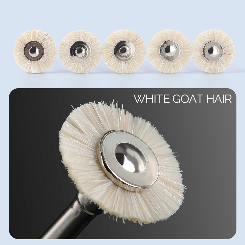 AZDENT 10pcs Dental Dental Polishing Brush Wheel 2.35mm For Contra Angle Handpiece Goat Hair Cotton Felt Polisher Prophy Brushes