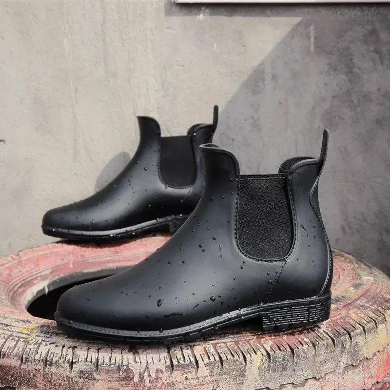 2023 męskie antypoślizgowe buty przeciwdeszczowe na zewnątrz, czarne buty robocze wodoodporne gumowe buty rybackie