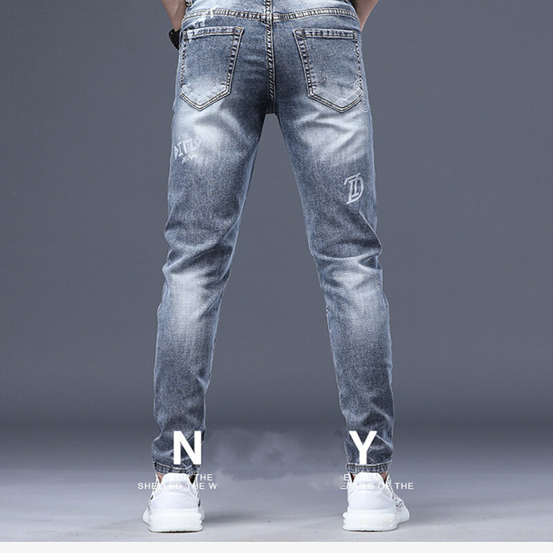 2024 nuovi Jeans primaverili da uomo pantaloni di lavaggio alla moda di alta qualità Slim Fit Vintage Blue Hip Hop Jeans Streetwear pantaloni in Denim da uomo