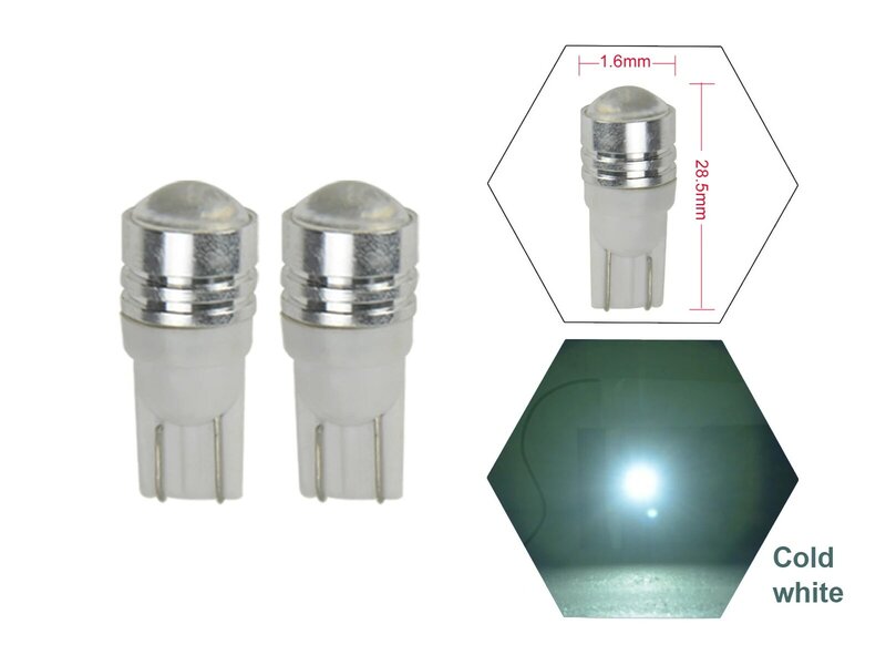 Bombillas LED laterales para salpicadero, luz con lente 168 194 DC 12V, blanco frío 6000K, T10 Wedge T8.5 SMD, 2 piezas