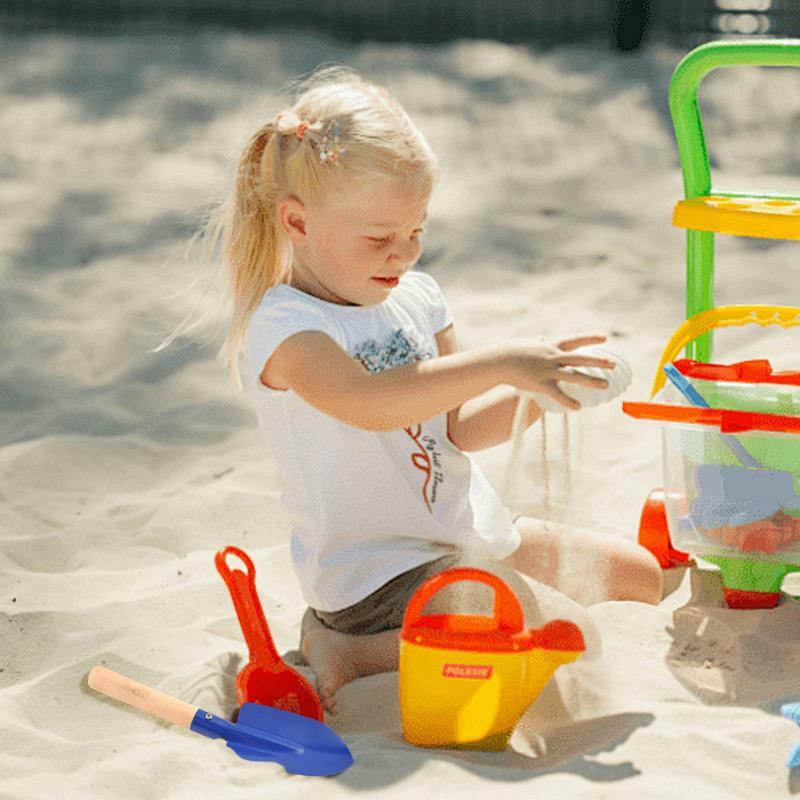 Alat berkebun anak-anak, Set mainan pasir alat tangan menyapu sekop luar ruangan halaman belakang alat penggali kokoh nyaman menanam kecil