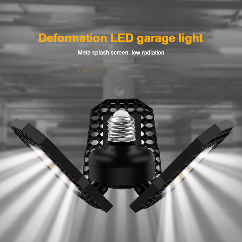 Lampa garażowa LED 40W 3000K/6000K odkształcalna lampa sufitowa oprawa magazynowa z 3 regulowanymi panelami drążek LED 108 diod LED