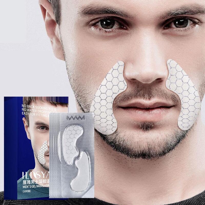 Patch Nasolabial Folds for Men, adesivos anti-rugas de colágeno, anti-envelhecimento, hidratante, remoção de linhas finas, máscara de olho 10 pares