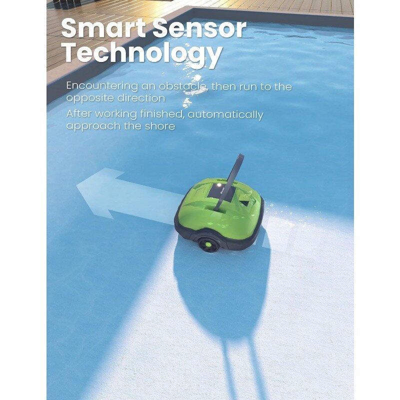WYBOT 무선 로봇 수영장 청소기, 자동 수영장 진공 청소기, 강력한 흡입, 듀얼 모터 (녹색)