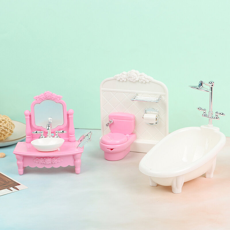 حوض محاكاة دمية للأطفال ، حوض غسيل ، نموذج مطابقة للمرحاض ، ألعاب فتيات ، ديكور حمام ،