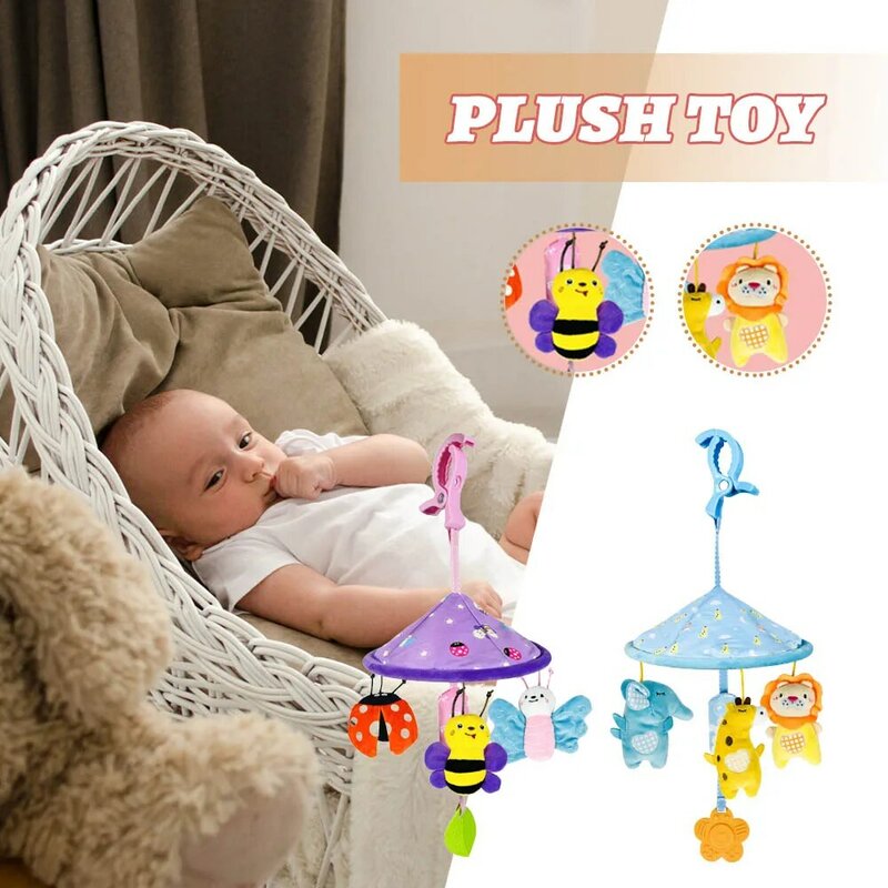 Handbells de pelúcia suspensos para carrinho de bebê, Animal de desenho animado, Berço infantil, Brinquedo pendurado para crianças, Berços