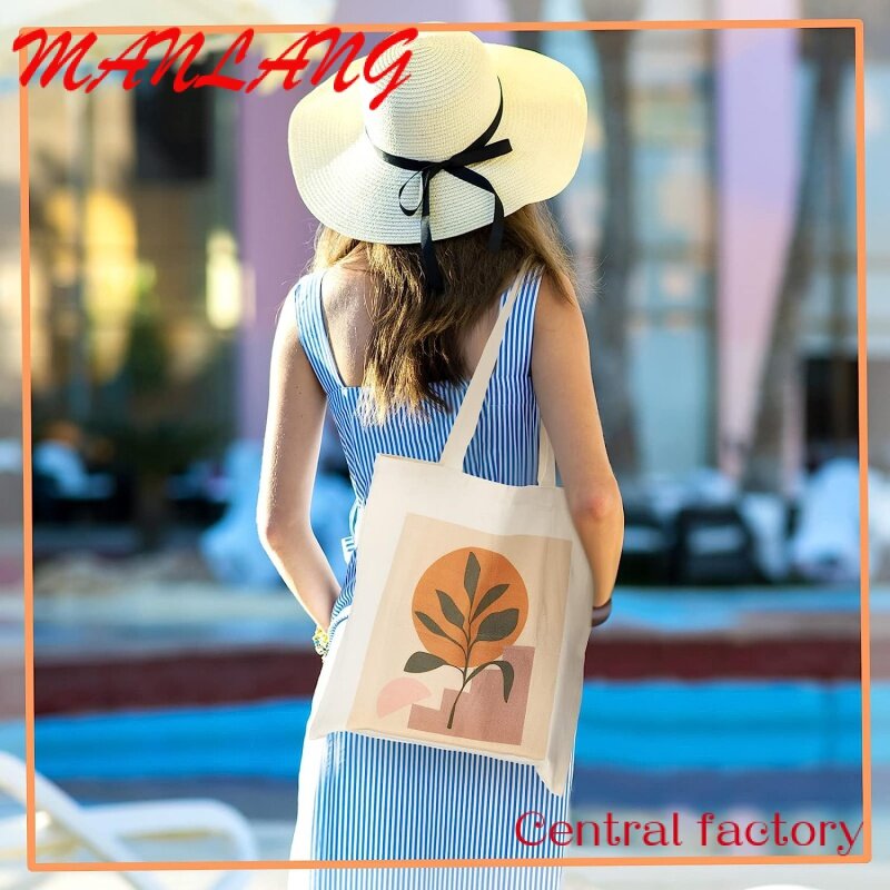 Custom  High Quality Promotional Personalized Reusable 100% Cotton Canvas Tote Bag With Custom Logo Printed For Woman Girl Shopp