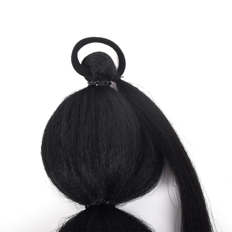 Extensões sintéticas do cabelo do rabo de cavalo da bolha para mulheres, envoltório em torno da cauda do pônei, laço do cabelo, fibra de alta temperatura, longo, 34"