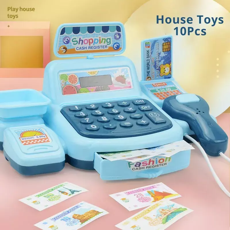 Simulação Compras Cash House Brinquedos, Jogo Eletrônico, Iluminação e Efeitos Sonoros, Supermercado Caixa Brinquedos