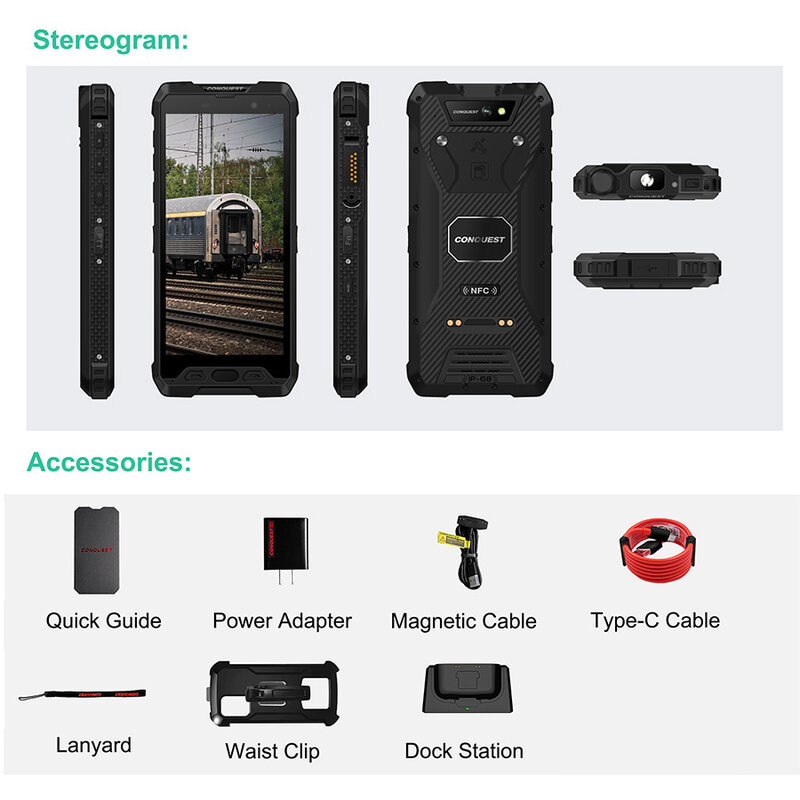 CONQUEST S28 5G IP68 Waterproof Rugged Smartphone  Mobile Phone Android 11, Global Version Cell Phone, S28, 5G, IP68