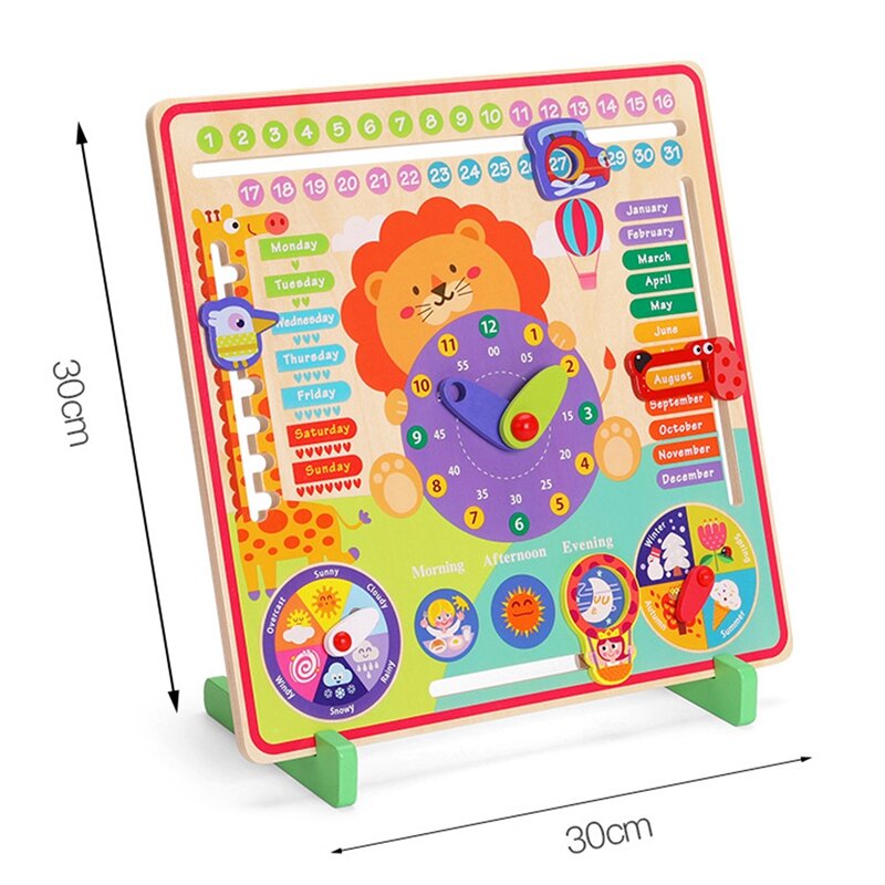 Kids Weather Calendar Clock Wooden Toys Time Cognition Preschool Educational Teaching Aids Toys For Children