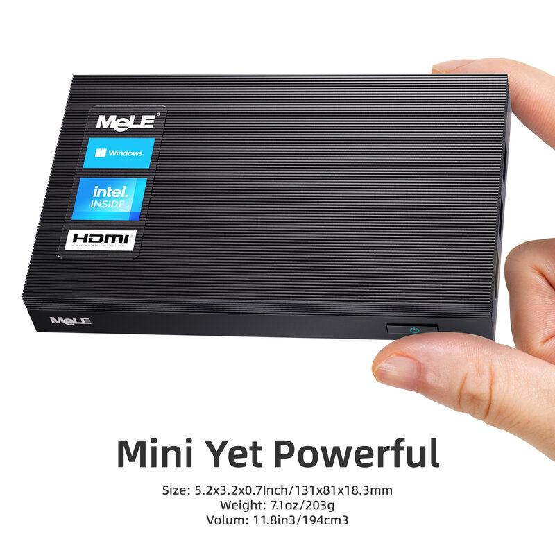 MeLE Quieter3Q Slim Fanless Mini PC N5105 Windows 11 Pro 8GB 128GB 256GB Industrial IoT Computer Dual HDMI 4K, WiFi6 Gigabit PXE