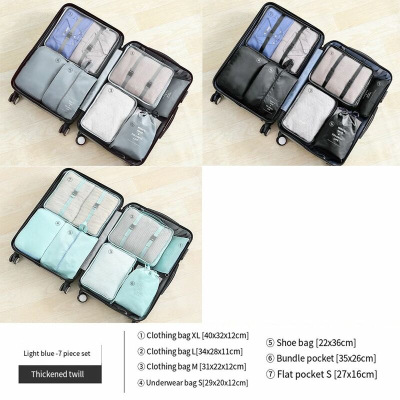 7PCS/Set Large Capacity Packing Cubes Underwear Waterproof Luggage Clothes Pouch Durable Dampproof