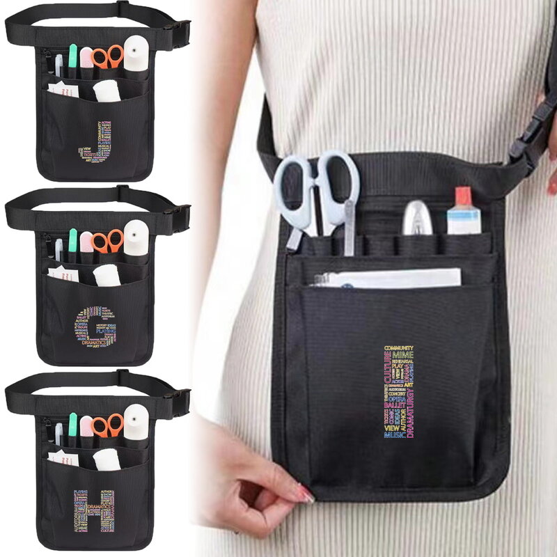 Multi Functional Tool Waist Bag Nylon Material Accessories Nurse Bags Medical Supplies Storage Text Pattern Series Waist Bags