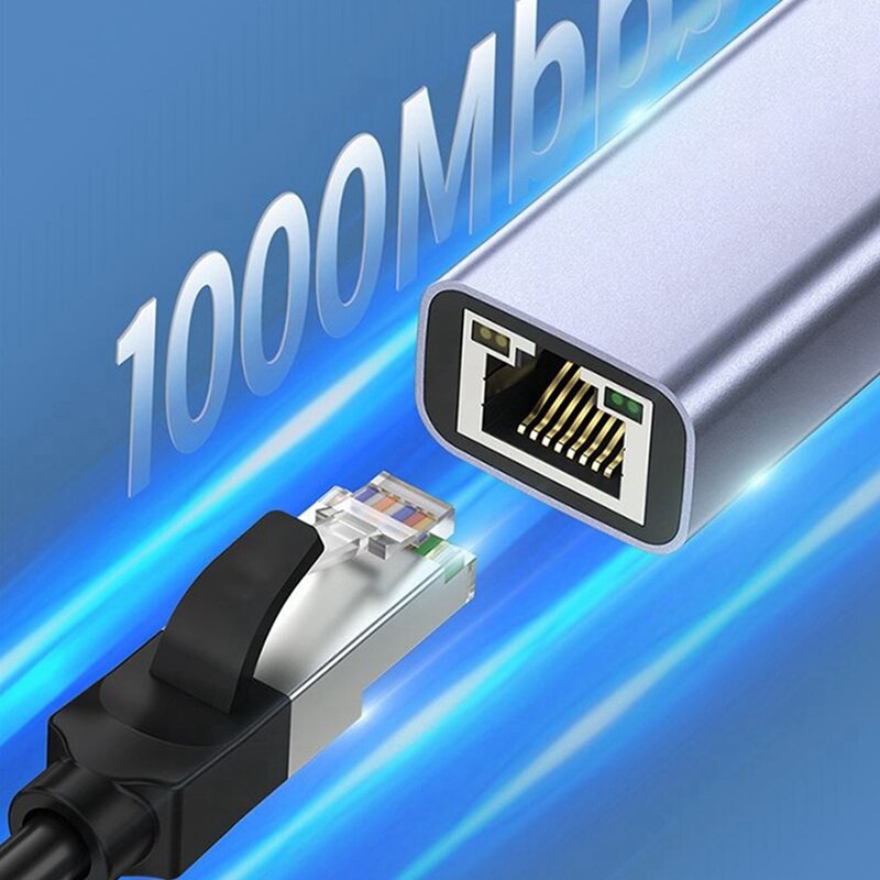 อะแดปเตอร์เครือข่าย USB เป็น RJ45 USB3.0พีซีอินเทอร์เน็ต USB 1000Mbps เหมาะสำหรับแล็ปท็อป/กล่องทีวี