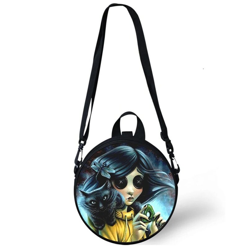 Сумка Coraline the Secret Door для детей и детского сада, сумка через плечо с 3D принтом для школы, женские круглые мини-сумки, прочная сумка