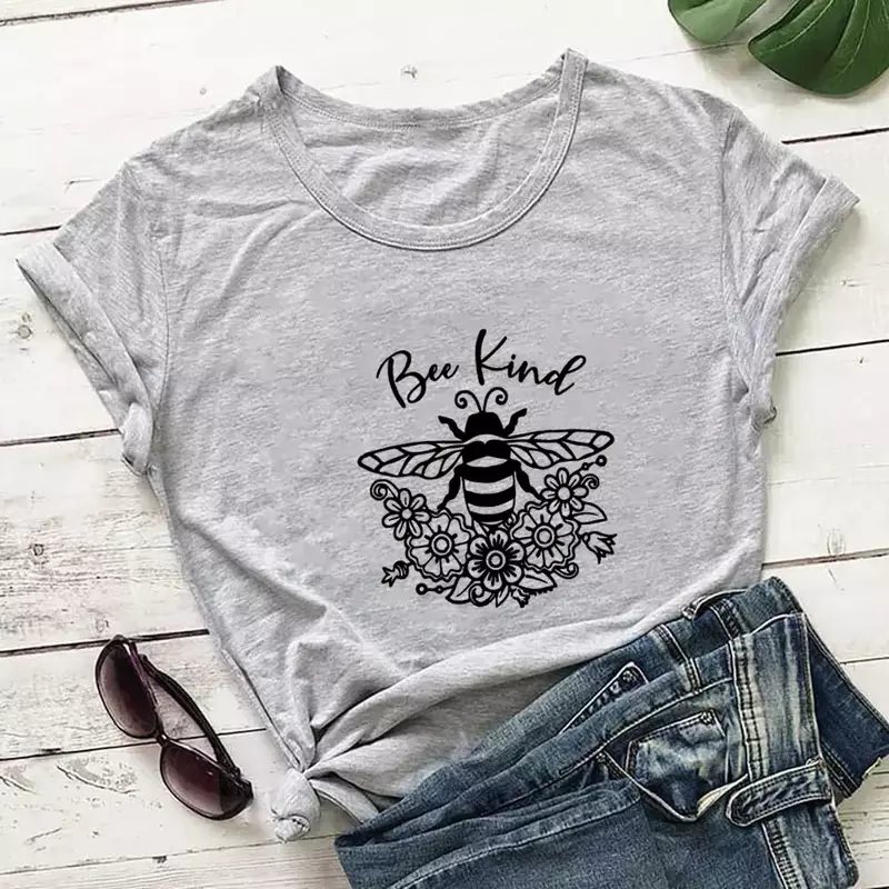 Camiseta de manga curta do rei abelha feminina, roupa estampada feminina, camisa de abelha, algodão, unissex, engraçado, casual, verão, nova chegada