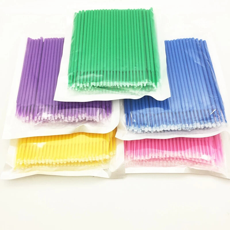 100 pçs/saco descartável cílios cotonetes extensão cílios chicote individual remoção cotonete micro escova para ferramentas de extensão de cílios