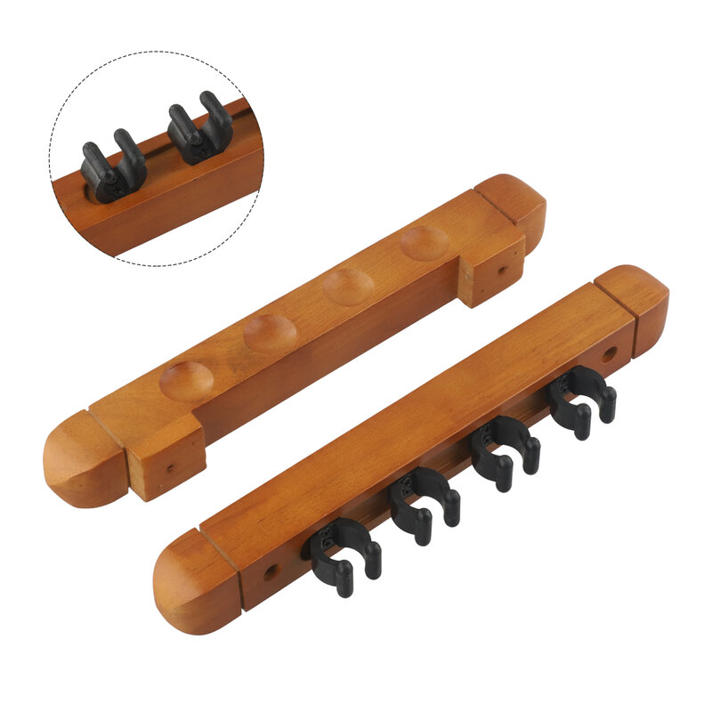 Soporte de madera para tacos de billar, soporte colgante funcional de 4 ranuras, montaje en pared, 270x30x30mm, 1 par, nuevo