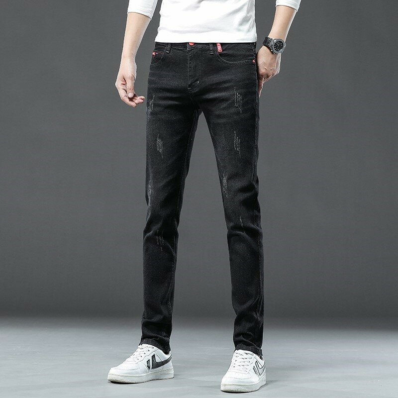 New Arrival OL Work Men's Denim Jeans All-match Teenager Design Casual Male Pants Stretch Slim Fit Daily Trousers Gentleman