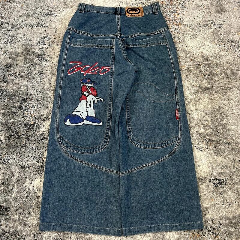 Vintage Y2K Baggy Jeans para homens e mulheres, calça casual de rua, perna larga, Plex DJ, bolso gigantesco, alta qualidade, raro, 2024