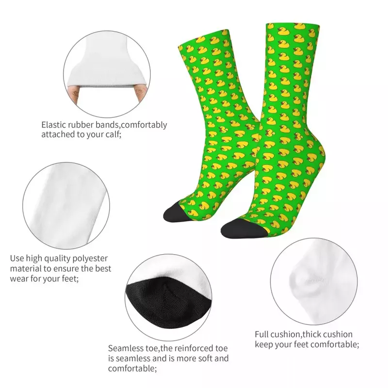 Rubber Duck In Bright Green Socks Harajuku Sweat Absorbing Stockings All Season Long Socks Accessories for Man Woman Gifts