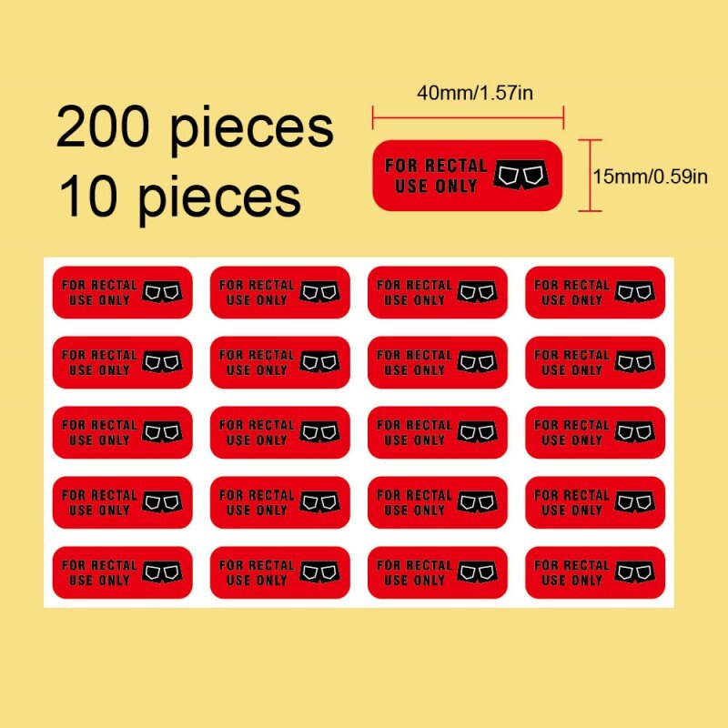 200pcs Only for Rectal Use Stickers-Permanent Laminating Film Labels, Waterproof Surface, Red Background and Lead