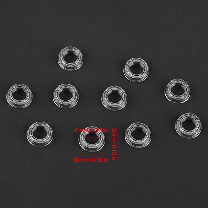 10Pcs Flanged Ball Bearings ID 6Mm OD 10Mm MF106ZZ Mini Size Stainless Steel U Type Groove Pulley Low Noise Precision