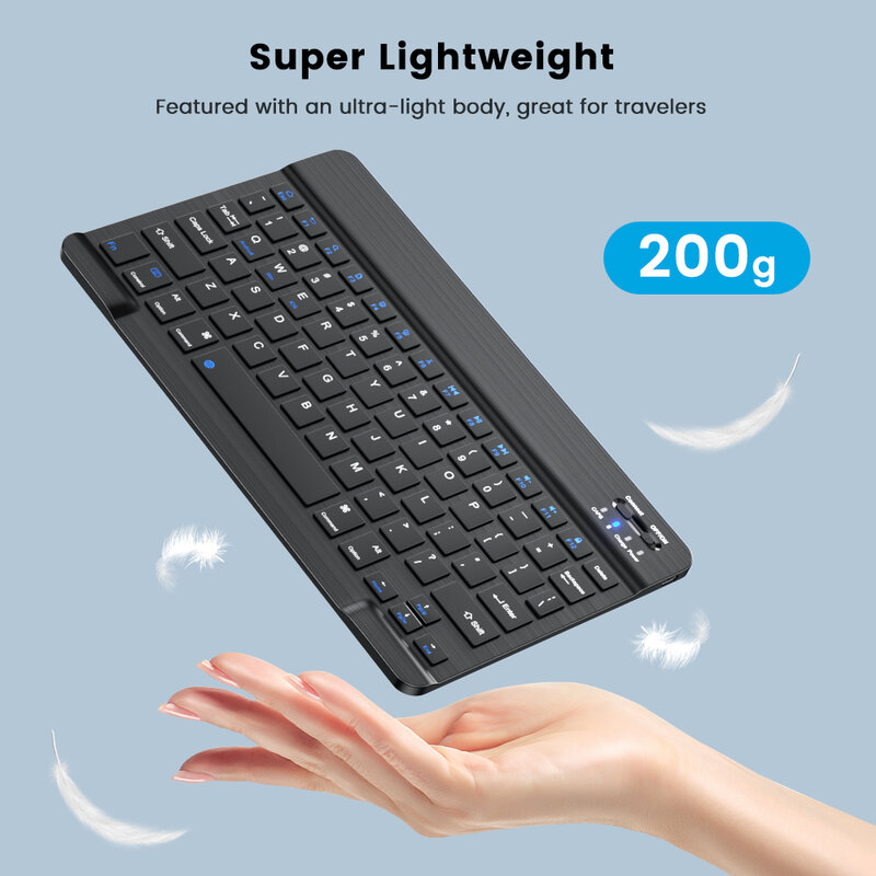 Keyboard dan Mouse Bluetooth Keyboard Nirkabel Ipad Keyboard Mini Spanyol Rusia Keyboard Android untuk Ponsel Tablet Ipad Pro 12