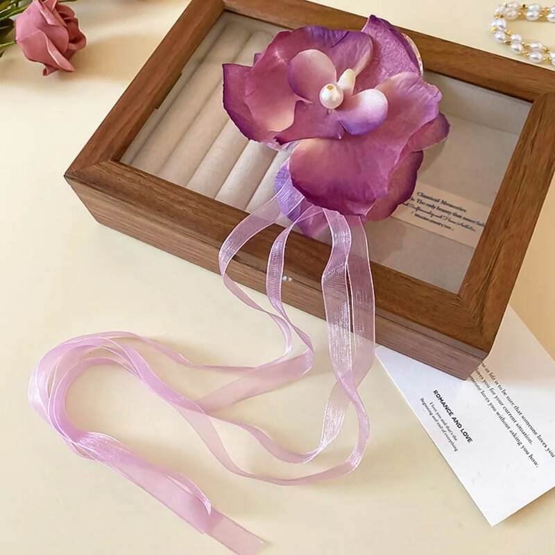 Cloth Ribbon Flower Hair Claw Phalaenopsis Butterfly Orchid Orchid Hair Clip Bohemia Barrettes Ponytail Clip