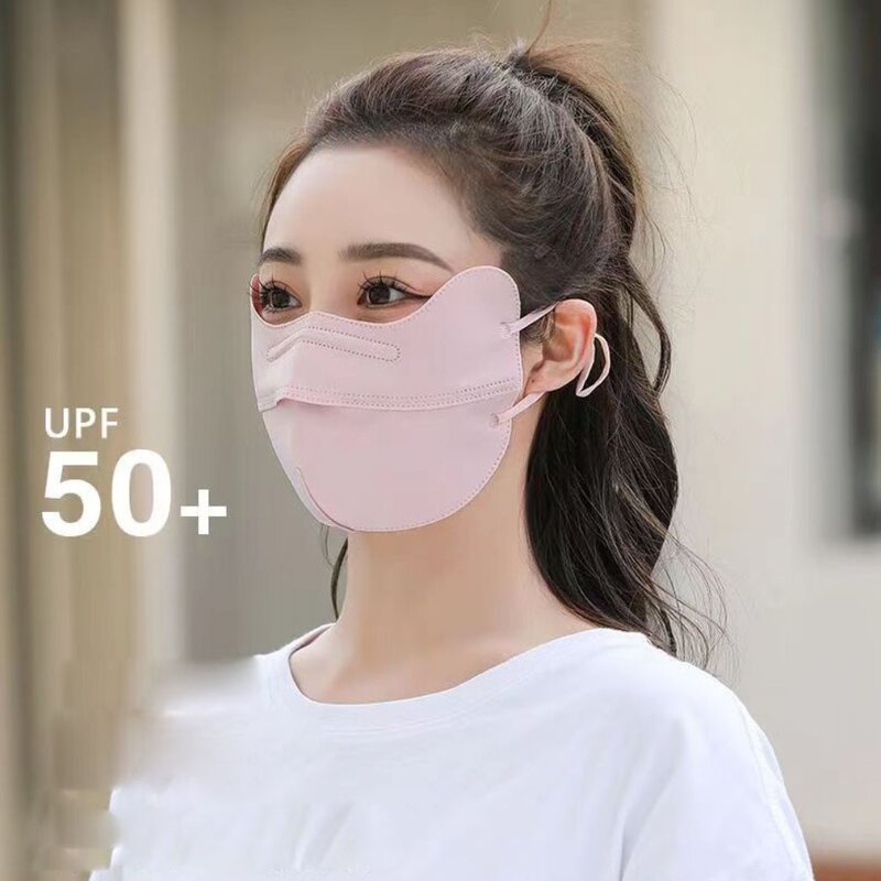 Máscara de protección solar Anti-uv UPF50 + Ice Silk, velo facial, máscara facial para montar al aire libre, senderismo, bufanda de cubierta facial Unisex transpirable, Verano