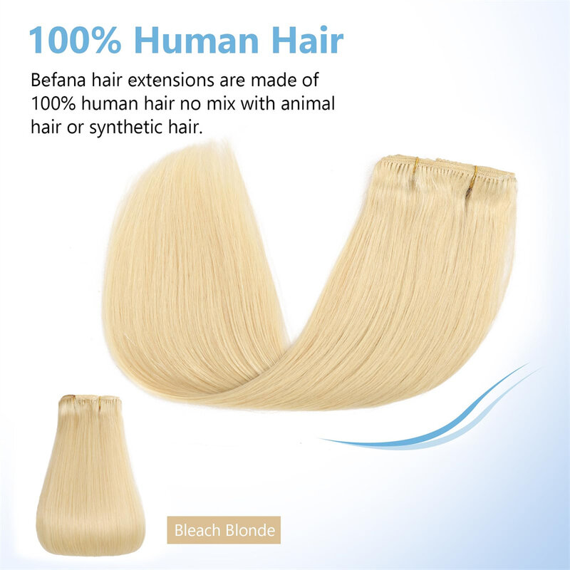 Clipe brasileiro em extensões do cabelo, cabelo natural real, Remy Straight Set, 7 pcs