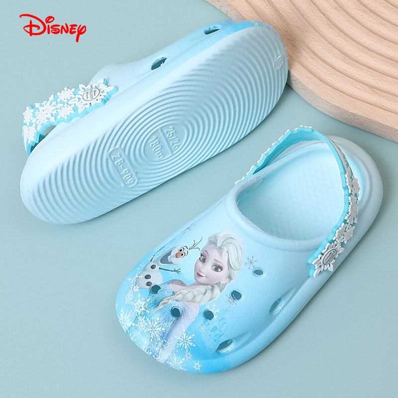 Disney Cartoon feminino Frozen Elsa Sandálias, sandálias para crianças, chinelos para casa, sapatos de praia ao ar livre, verão