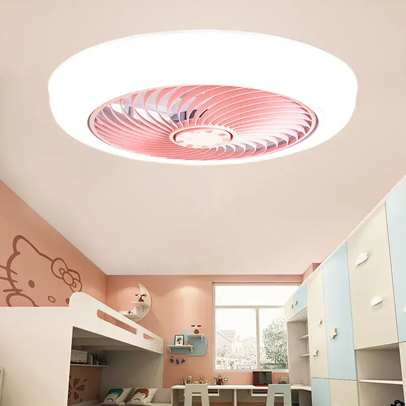 ランプとリモコン付きの静かな電気ファン,モダンな寝室とレストラン用の統合ランプ