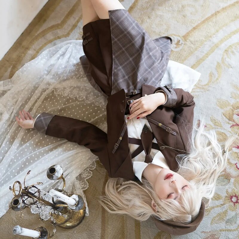Cosplay Japanese Academy Student Detective Set Sweet Lolita Suit Coat Strap gonna Set