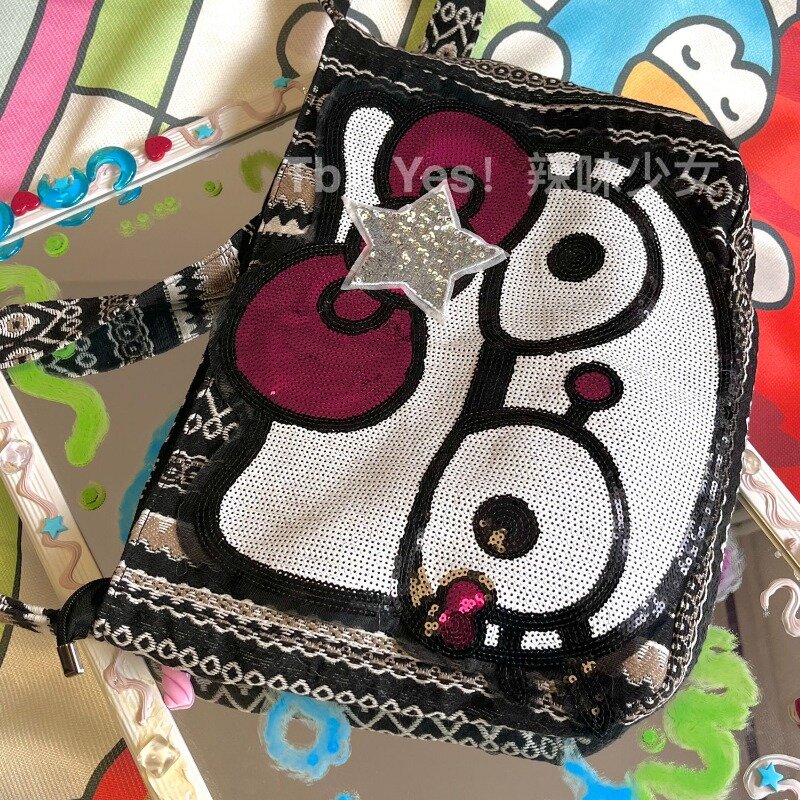 MBTI Hello Kitty damska torba na ramię Y2k na płótnie w stylu Vintage o dużej pojemności torba na co dzień kreskówka nowy torebka damska