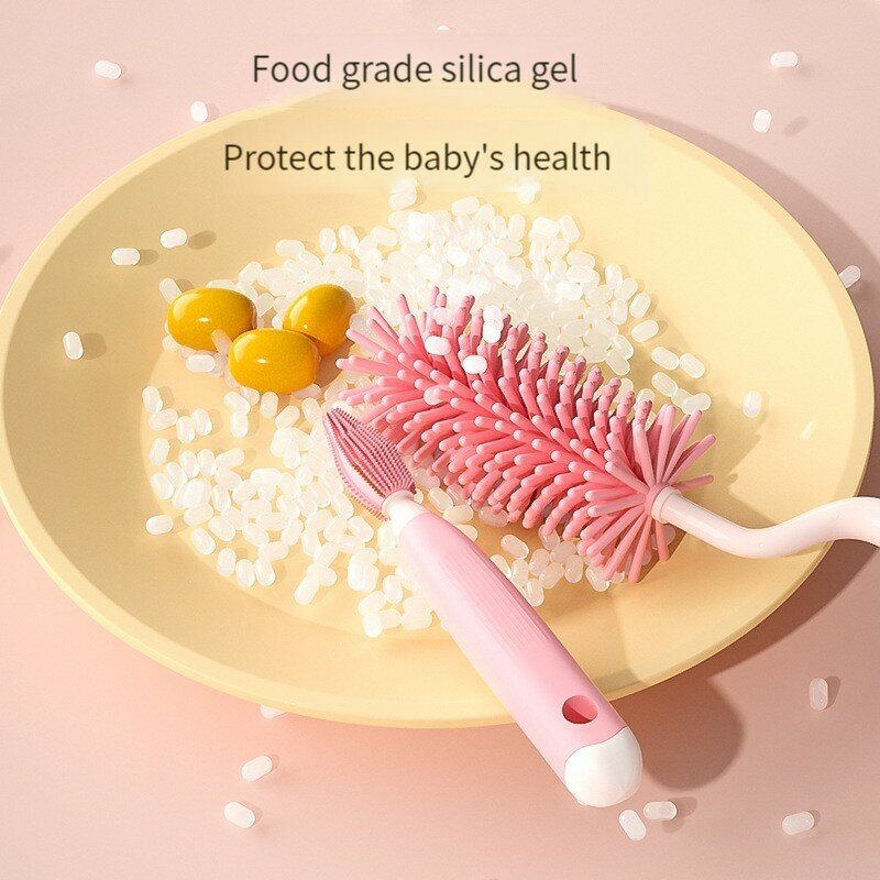 3 pçs ferramentas de cuidados com o bebê garrafa escova de limpeza chupeta do bebê palha purificador escova copo de vidro de 360 graus escova de lavagem para garrafas