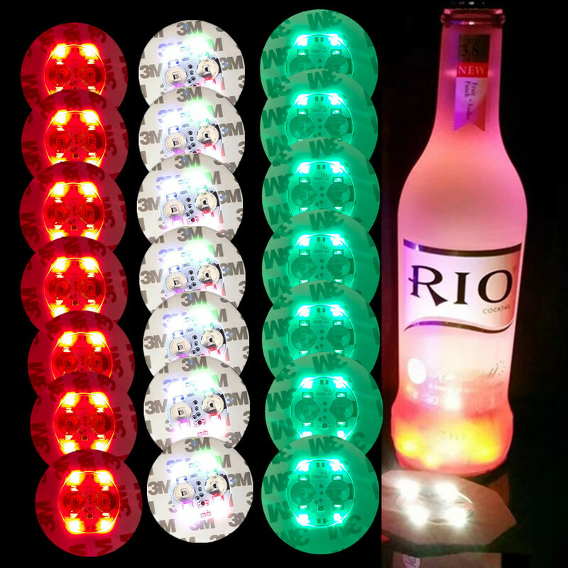 40 Pcs LED Coaster Luminous Bottle Stickers Lights Lamps for Xmas Bar KTV Wedding Party Cocktail Drink Cups Vase Decor lamp