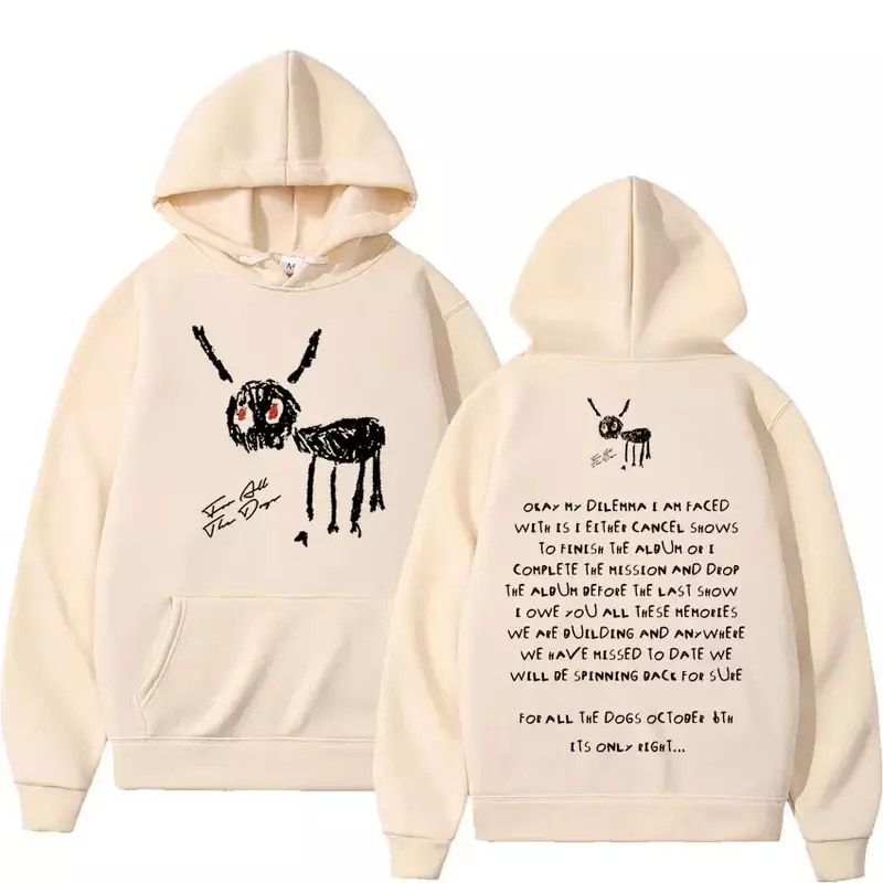 Rapper Drake for All The Dogs Letter Hoodie Men's Hip Hop Vintage Pullover Sweatshirt Fashion Casual Oversized Hooded Streetwear