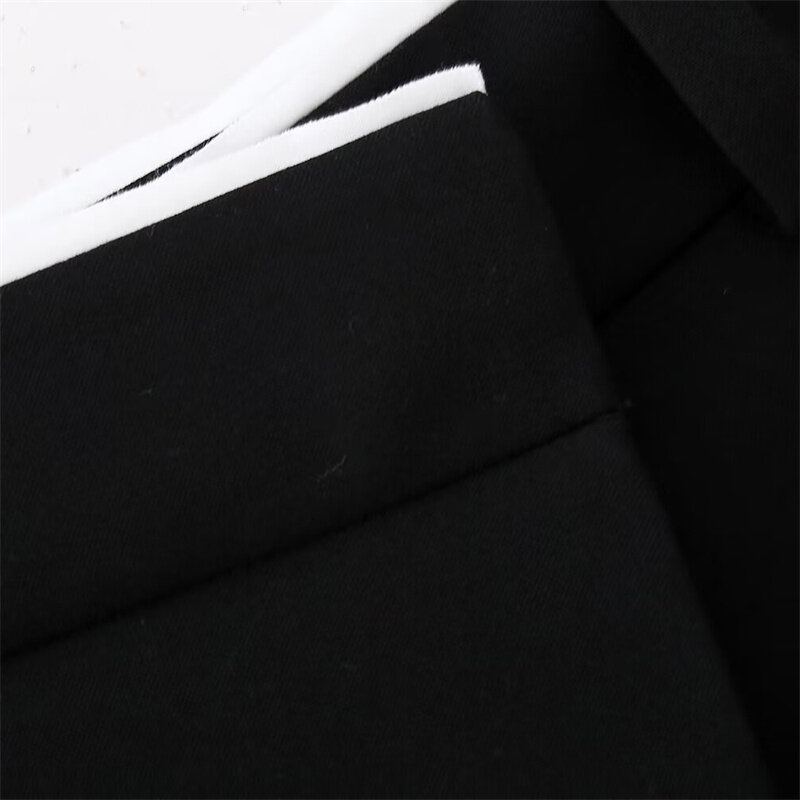Keyanketian-Mini saia de cor contrastante feminina, cintura baixa, culottes com zíper, decoração detalhada, lazer de verão, novo lançamento, 2022