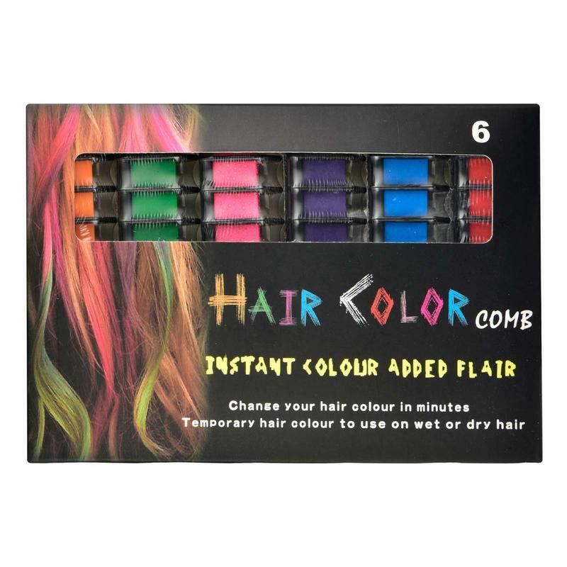 Mini peine de tiza temporal para el cabello, pincel de aplicación de tinte para pintar el cabello para niñas, fiesta de cumpleaños, Cosplay DIY, 6 piezas