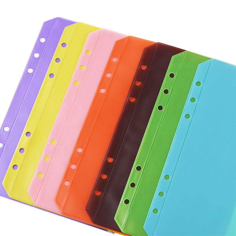 Pastas coloridas Zipper para Notebook Binder, A5, A6, PVC Binder Pockets, Loose Leaf Bag, Bolsa de documentos, Filing Bags, 6-Ring Notebook
