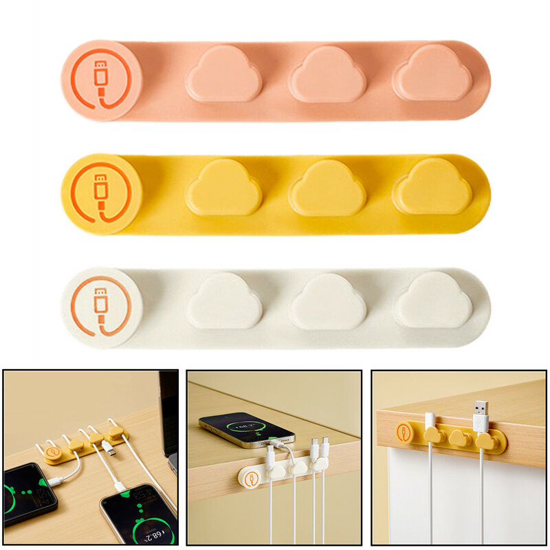 1Pc Data Cable Storage Desktop Cable Organizer Charging Cable Fixing Tool Mobile Phone Silicone Cable Clip Headphone Hub Cable