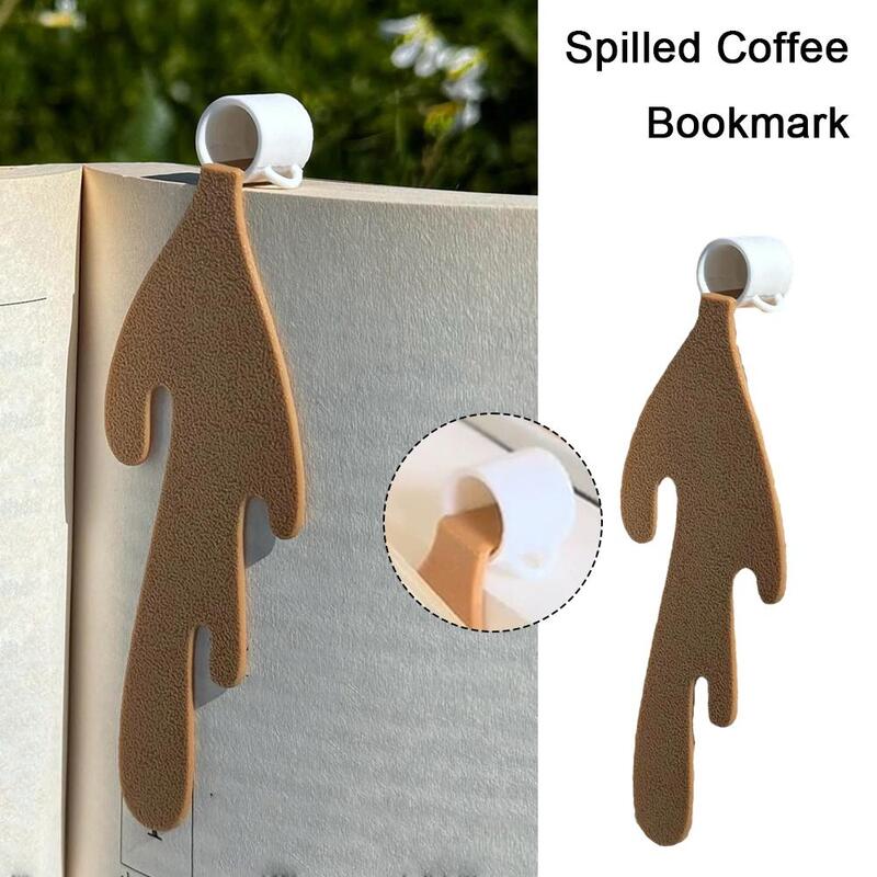 Café derramado bonito Bookmark, Corner Marker para leitura, Bookmarks engraçados, Book Marks, Corner Bookmark Acessórios, V9P9