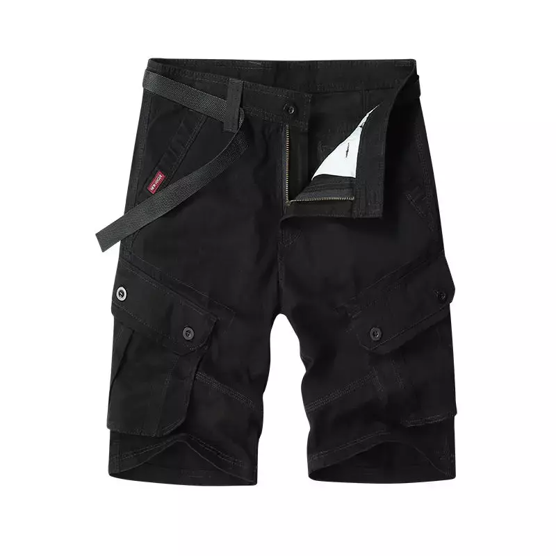 Pantalones cortos Cargo con botones y cremallera para hombre, ropa de trabajo, elegantes, informales, de algodón, sueltos, Harajuku, novedad