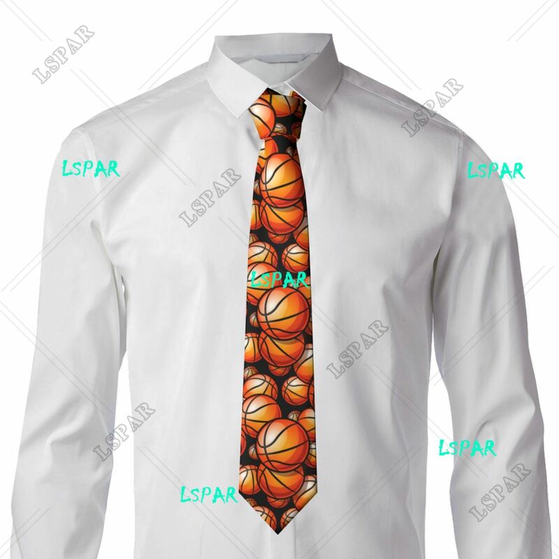 Corbata delgada con patrón de Bola de baloncesto para hombres, accesorios de punta de flecha casuales, corbata Formal de fiesta simple