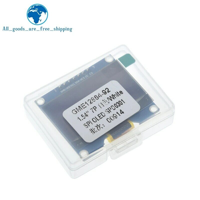 TZT 1.54 polegada 4PIN 7PIN Branco Azul Módulo de Tela OLED SSD1309 Unidade IC Compatível para SSD1306 SPI Interface 128*64