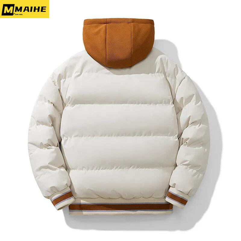 2023 Winter Jacket Men's Zipper Windproof New Jacket Streetwear Fashion Jacket Hooded Parkers Winter Thick Thermal Cotton Coat